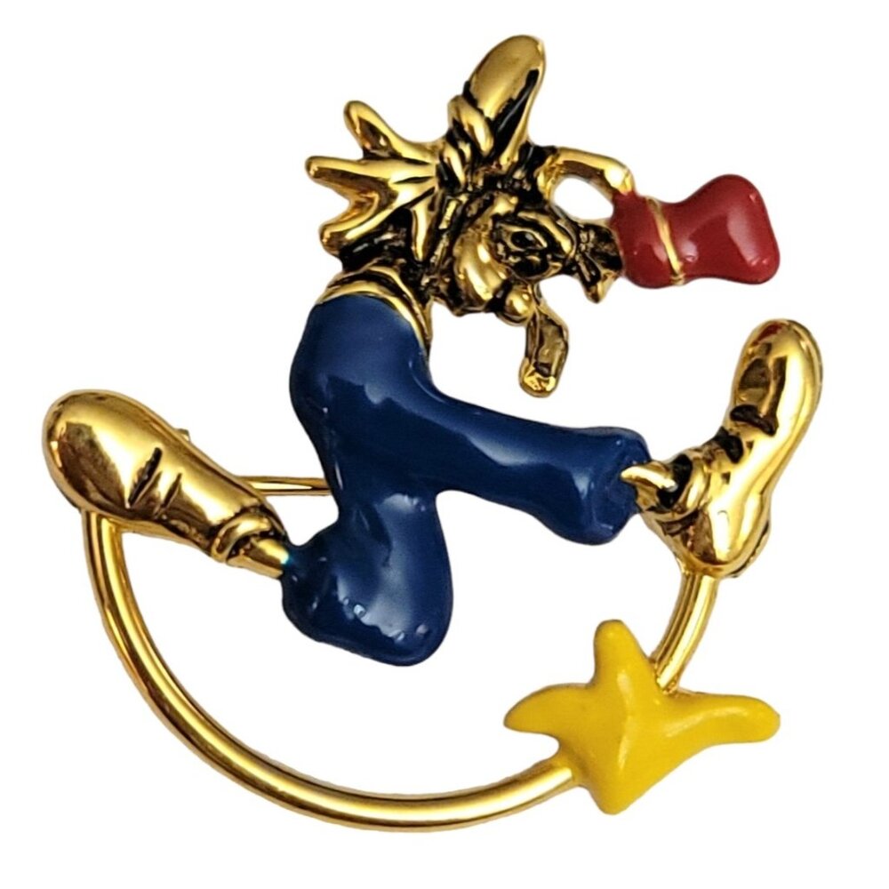 Disney Napier Pluto Red Blue Yellow Enamel Brooch Pin, Signed M491